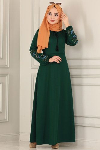 moda selvim Dress 1516UKB139 Emerald - Thumbnail