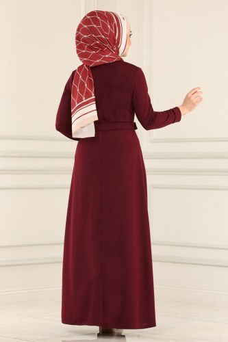 moda selvim 1517UKB139 الخمري فستان - Thumbnail