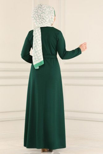 moda selvim 1517UKB139 الزيتي فستان - Thumbnail