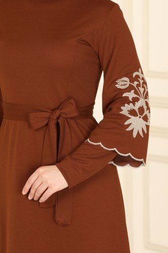 moda selvim 1520UKB139 رملي فستان - Thumbnail