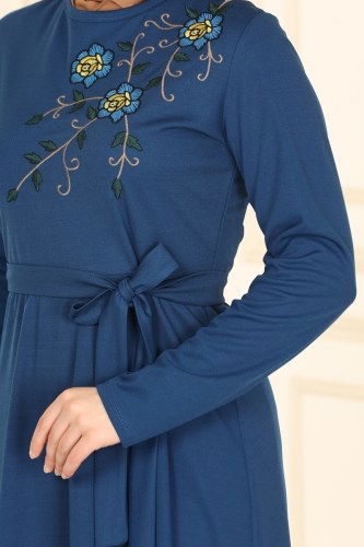 moda selvim Dress 1527UKB139 Indigo - Thumbnail