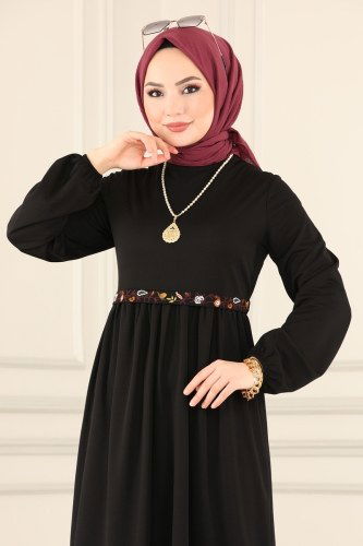 moda selvim Dress 1529UKB139 Black - Thumbnail