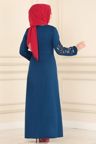 moda selvim Dress 1541UKB139 Indigo - Thumbnail