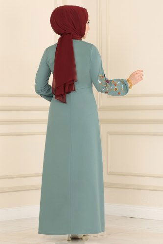 moda selvim 1541UKB139 تركوازي فستان - Thumbnail
