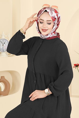 moda selvim Dress 154ART1138 Black - Thumbnail