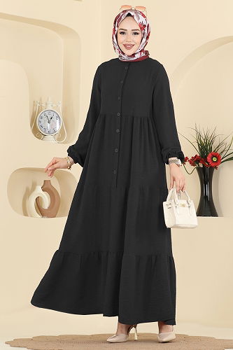moda selvim Dress 154ART1138 Black - Thumbnail