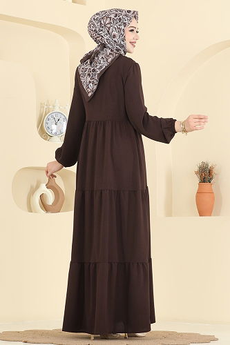 moda selvim Dress 154ART1138 Dark Brown - Thumbnail