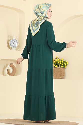 moda selvim Dress 154ART1138 Emerald - Thumbnail