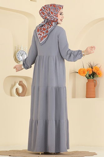 moda selvim Dress 154ART1138 Gray - Thumbnail