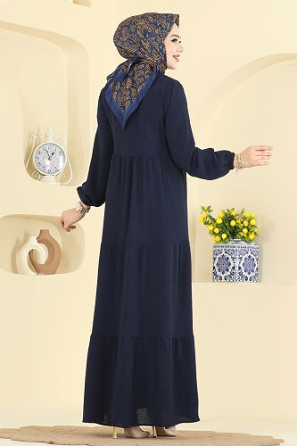 moda selvim Dress 154ART1138 Navy Blue - Thumbnail