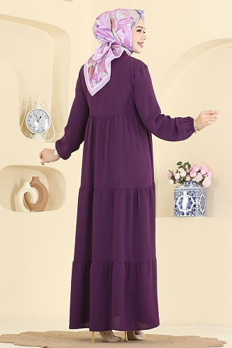 moda selvim الفستان أرجواني 154ART1138 - Thumbnail
