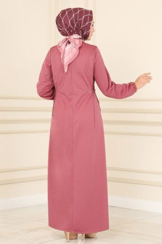moda selvim Dress 1550UKB139 Dried Rose - Thumbnail