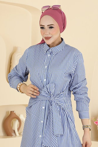 moda selvim Dress 15716NWL209 Navy Blue - Thumbnail