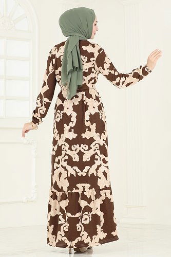 moda selvim Dress 157BO429 Brown - Thumbnail