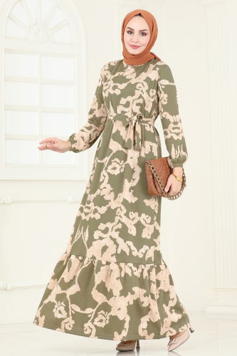 moda selvim Dress 157BO429 Khaki - Thumbnail