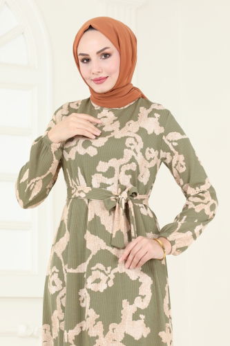 moda selvim Dress 157BO429 Khaki - Thumbnail