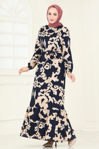 moda selvim Dress 157BO429 Navy Blue - Thumbnail