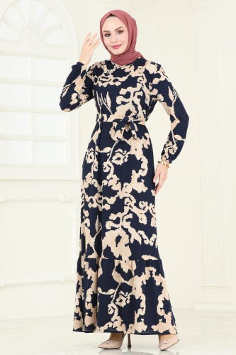 moda selvim Dress 157BO429 Navy Blue - Thumbnail