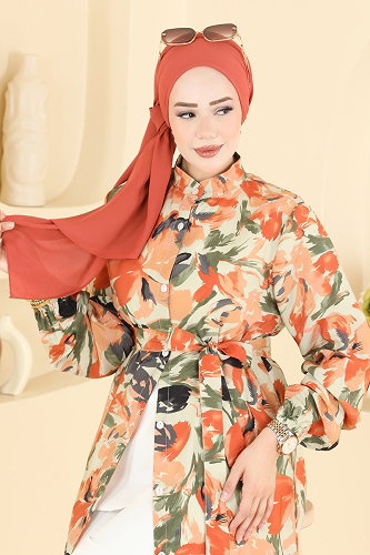 moda selvim Dress 158NZRK1200 Orange - Thumbnail
