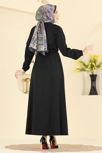 moda selvim Dress 15900OLA1188 Black - Thumbnail