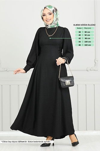 moda selvim Dress 15962BSK984-M Black - Thumbnail