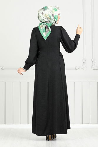 moda selvim Dress 15962BSK984-M Black - Thumbnail