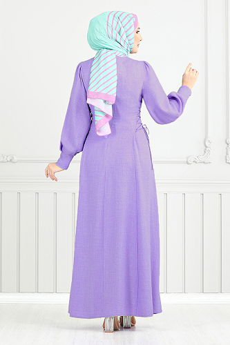 moda selvim الفستان ليلكي 15962BSK984-M - Thumbnail