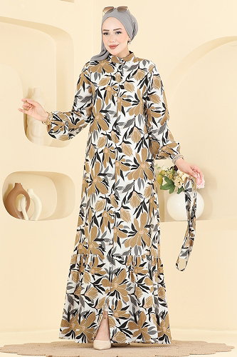 moda selvim Dress 159NZRK1200 Brown - Thumbnail