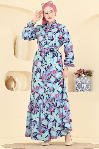 moda selvim الفستان ليلكي 159NZRK1200 - Thumbnail