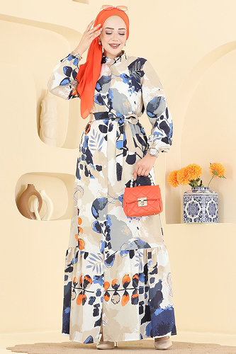 moda selvim Dress 160NZRK1200 Blue - Thumbnail