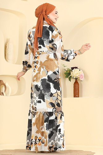 moda selvim Dress 160NZRK1200 Brown - Thumbnail