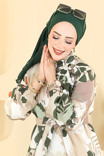 moda selvim Dress 160NZRK1200 Khaki - Thumbnail