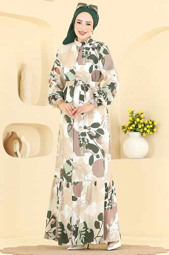 moda selvim Dress 160NZRK1200 Khaki - Thumbnail