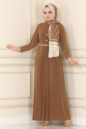moda selvim Dress 1632AF356 Tan - Thumbnail