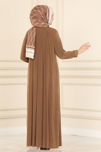 moda selvim 1632AF356 رملي فستان - Thumbnail