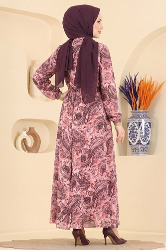 moda selvim Dress 164NZRK1200 Pink - Thumbnail