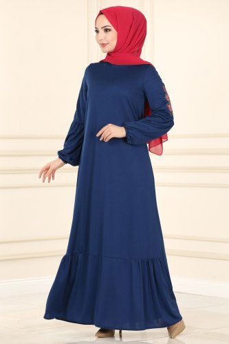 moda selvim 1660SH396 ياقوتي فستان - Thumbnail