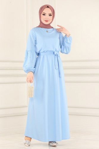 moda selvim Dress 1670SH396 Baby Blue - Thumbnail