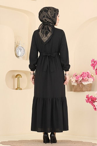 moda selvim الفستان أسود 168NZRK1200 - Thumbnail