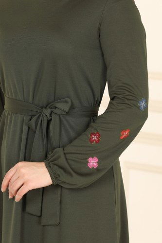 moda selvim Dress 1690SH396 Khaki - Thumbnail