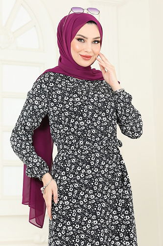 moda selvim الفستان أسود 170BO429 - Thumbnail