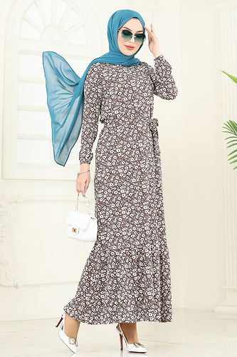 moda selvim Dress 170BO429 Brown - Thumbnail