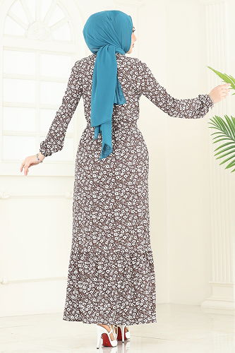 moda selvim Dress 170BO429 Brown - Thumbnail