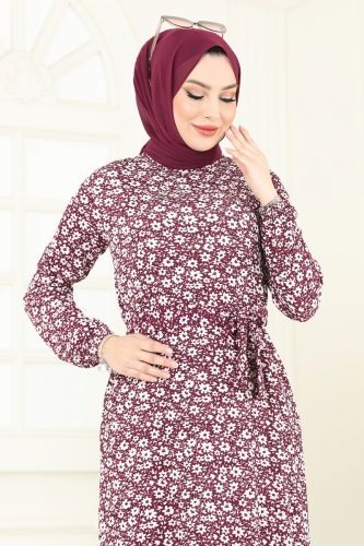 moda selvim الفستان خمري 170BO429 - Thumbnail