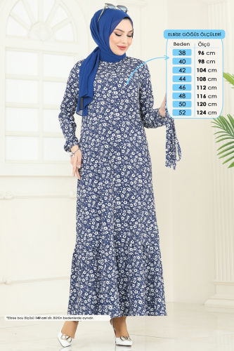 moda selvim Dress 170BO429 Indigo - Thumbnail