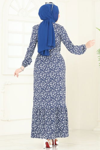 moda selvim Dress 170BO429 Indigo - Thumbnail