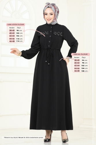 moda selvim Dress 1713MSM187 Black - Thumbnail