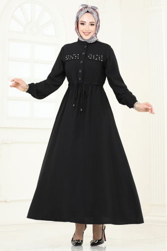 moda selvim Dress 1713MSM187 Black - Thumbnail