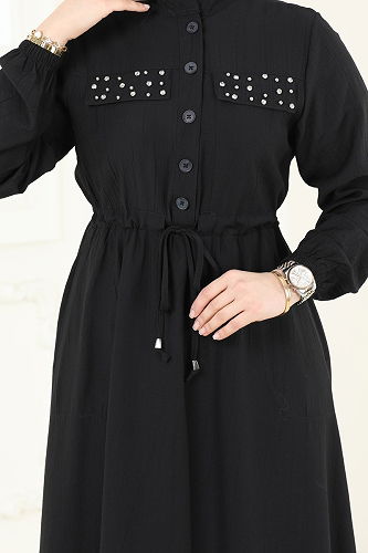 moda selvim الفستان أسود 1713MSM187 - Thumbnail