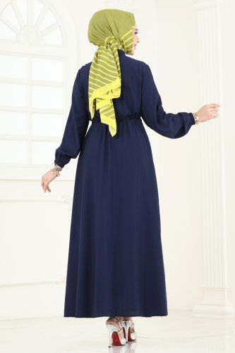 moda selvim Dress 1713MSM187 Navy Blue - Thumbnail